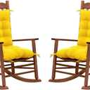 2 Pack Rocking Chair Cushion for Indoor Outdoor Patio Seat Cushion Pad for Patio Wicker Lounge Rocking Chair Yellow (Medium)