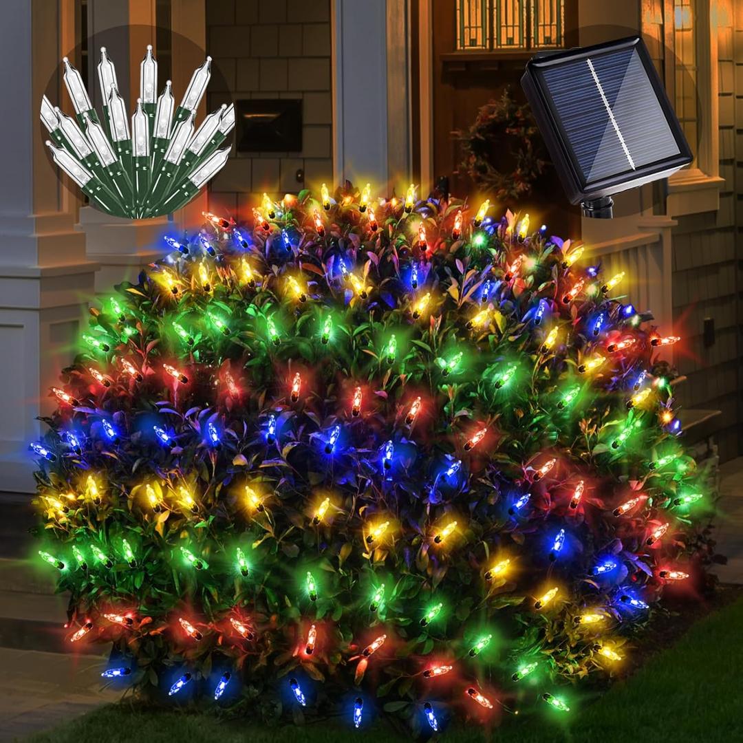Solar Powered Christmas Net Light Outdoor Mesh Lights for Bushes, 8 Modes Solar Christmas Lights Decorations Outdoor for Garden, Yard, 6Ft*6Ft, Multicolor