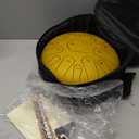 Rain Drum for Outside Garden,Steel Tongue Drum 12 Inches 15 Notes Musical Instruments, Handpan Drum Percussion Instrument, with Soft Bag, Music Book, 2 Mallets, for Meditation or Yoga(Yellow)