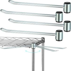 MorningRo 4 Pcs Wire Shelf Hooks Post Utility Hook Wire Shelving Accessories Chrome Plated Steel Hanger with a Rubber Cap for Hanging Pots Kitchenware Clothes (Silver)