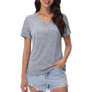 MAGCOMSEN Hiking Shirts for Women Workout Short Sleeve Shirts Gym Athleisure V Neck T Shirts, Light Grey XL MAGCOMSEN Hiking Shirts for Women Workout Short Sleeve Shirts Gym Athleisure V Neck T Shirts, Light Grey XL