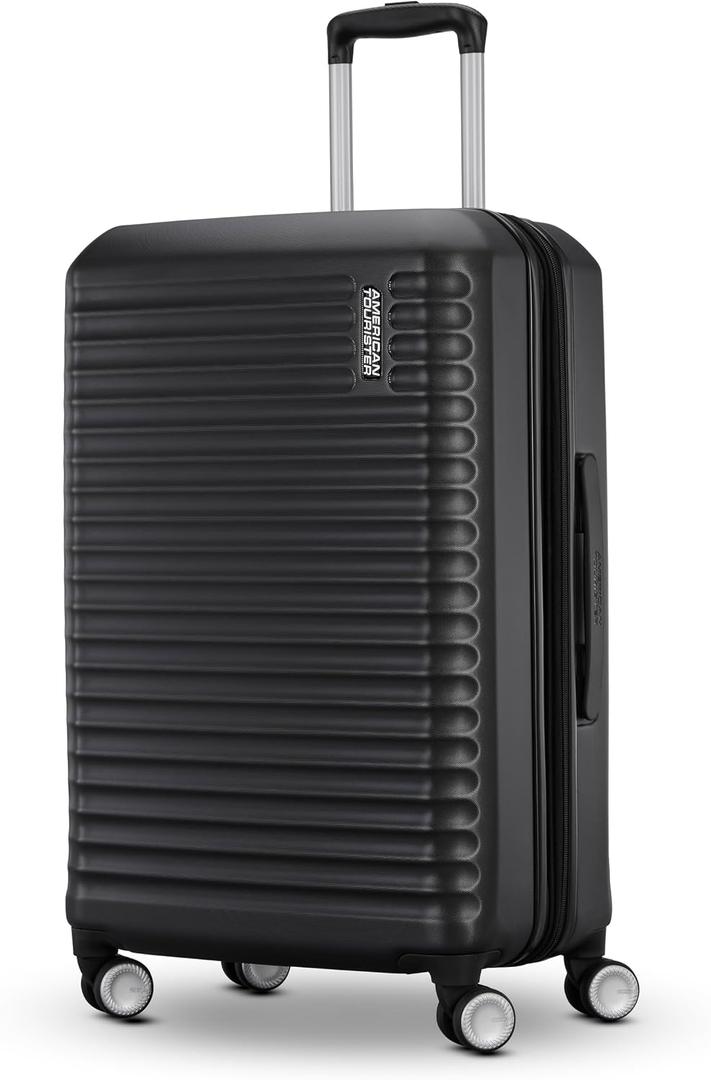 American Tourister Stratum 3.0 Medium 24-Inch Spinner, Airline Approved, Durable Hardside Luggage, Expands 1.5", RightHeight Adjustable Handle, Black, Medium - Checked