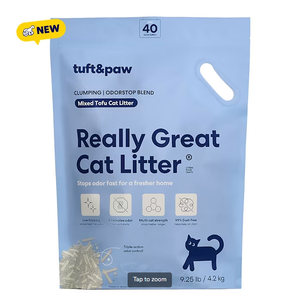 Tuft & Paw Really Great Cat Litter OdorStop Mixed Tofu Litter, Low-tracking, Multi-Cat Strength, Grey, 9.25 lbs.