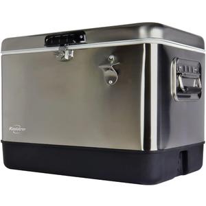Koolatron Ice Chest Cooler - Portable Ice Bucket with Bottle Opener, Vintage Style, Insulated for Camping, Beach, Picnic, RV, BBQs, Tailgating, Fishing, Stainless Steel 85 Can Ice Box, 51L (54 qt)