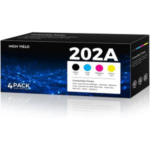 202A Toner Cartridges 4 Pack Compatible with Color LaserJet Pro M254 MFP M281 M280 Series for HP 202A 202X Toner Cartridge Work with MFP M281cdw M281fdw M281fdn M280nw Pro M254dw M254dn M254nw Printer