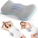 Lumbar Support Pillows for Bed, Lower Back Pillow for Sleeping, Memory Foam Waist Pain Relief Pillows, Lumbar Pillow for Sleeping, Bed, Car, Couch (Grey Blue)