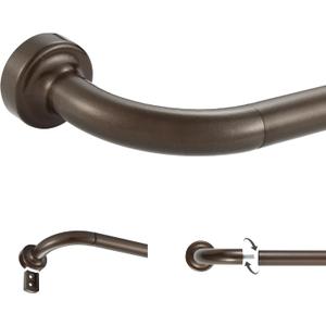 Dark Bronze Disc Curtain Rods, 48-84 Inches Window Curtain Rod,Adjustable Room Darkening Curtain Rod with Aluminum Finials and Brackets,Wrap Around Design
