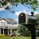 Brunswick Large, Steel, Post Mount Mailbox, Black with Brushed Nickel
