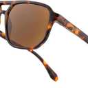 Square Reader Sunglasses for Men Women Double Bridge Pilot Full Lens Sun Reading Glasses UV400 Outdoor Driving, Tortoiseshell Frame + Brown Lens, +2.0