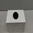 Country Chic Modern Farmhouse Tissue Box Holder, Decorative Metal Tissue Cover, Rustic Square White Style (Upright)