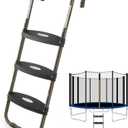 HBTower Trampoline Ladder, 3-Step Trampoline Steps with Horizontal Wide Steps, Skid-Proof Steps Universal Hook, UV Treated Steel, 220Lbs Capacity Trampoline Stairs Accessories for Kids/Children