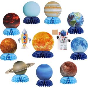 SUNBEAUTY 12 PCS Solar System Theme Honeycomb Centerpieces for Table Topper Outer Space Party Supplies Space Themed Party Decorations Space Birthday Decorations Galaxy Party Decorations