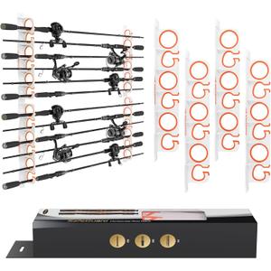 KastKing SafeGuard Fishing Rod Holder for Garage, Wall or Ceiling Mounted Fishing Rod Rack Storage Organizer, Fishing Pole Holder Holds 12 Rods or Combos in Less Than 36 Inches