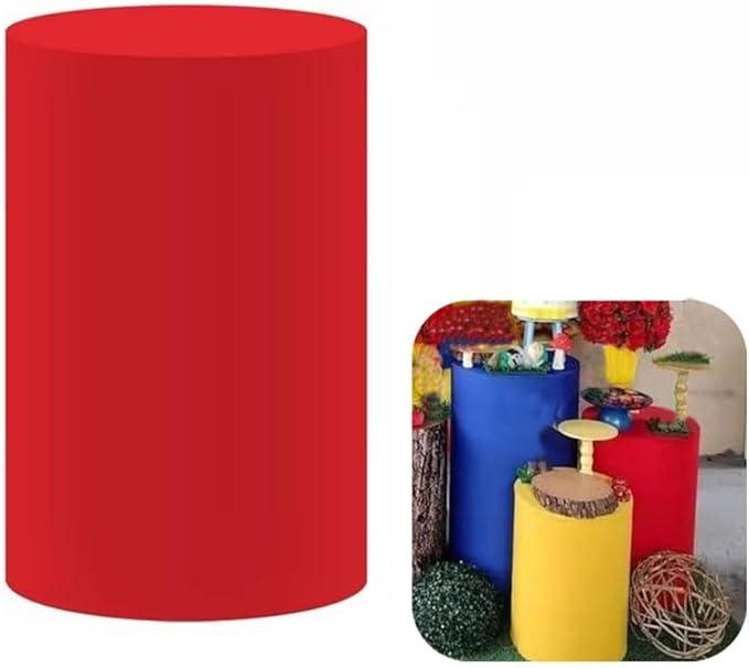 Red Pedestal Cover for Princess Snow Birthday Party Decoration White Fairy Tale Plinth Cover Cylinder Cover Event Props (26" (Round))