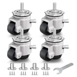 Leveling Casters Set of 4, Heavy Duty Workbench Stem Caster Wheels with T-Nuts, Adjustable Retractable Industrial Castors, for Machine, Equipment Load 2200 Lbs (Stem Size 1/2" and M12)