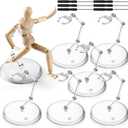 6 Set Action Figure Stand with Screwdriver Plastic Doll Stand Doll Display Holder Base Clear Action Figure Accessories for 1/144 Hg/RG Model Toy (Round)