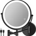 8.5'' Lighted Makeup Mirror with Magnification, Double Sided Dual Touch 1X/10X Magnifying Mirror with Lights 360Swivel Bathroom Mirror with Extendable Arm, Black