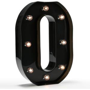 Light Up Black Alphabet Marquee Letters Sign LED Marquee Number Lights Sign for Night Light Home Bar Christmas Lamp Birthday Party Wedding Decoration O