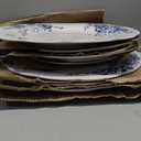 222 Fifth 12-Piece Porcelain Dinnerware Set for 4, White & Blue Plates and Bowls Set, Glossy Ceramic Dish Set with Embossed Toile Pattern, Elegant Kitchen Dishes, Microwave & Dishwasher Safe, Cassian