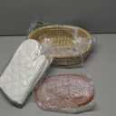 Bread Warmer Basket with Terracotta Stone  Includes Oven Mitts  Keeps Bread Warm  Rustic Gift for Holidays, Housewarming, Dinner Parties  Handwoven Natural Look  Kitchen Table Accessory