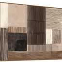 HUADAOART 24x48 Inch Neutral Abstract Wall Art - Framed Brown Black Geometric Canvas Wall Decor Modern Minimalist Line Art Painting for Living Room Bedroom Office Boho Mid-Century Aesthetic Artwork Ready to Hang
