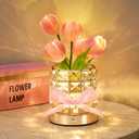 Tulip Flower Lamp, Mothers Day Gifts | USB Rechargeable Cordless Night Light | Touch Control | 3-Color Adjustable Dimming | Mothers Day Gift for Mom, Birthday Gift for Women, Home Decor (Pink Tulip 1)