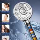 Filtered Shower Head with Handheld, High Pressure 9 Spray Setting Showerhead with Filters, Filter Hard Water with Hose, Remove Chlorine, Power Wash Clean Tub (Chrome & Black)