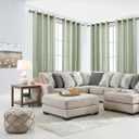 KOUFALL Sage Green Curtains 84 Inches Long,Sheer Linen Boho Grommet Cottage Core Curtains for Living Room Bedroom Dining Room,Light Green