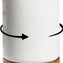 getstar Extra Large Rotating Utensil Holder for Kitchen Counter, 7.9" Ceramic Utensils Crocks Set for Countertop Large & Small Utensil Organizer for Spatula Farmhouse Kitchen Decor (Striped White)