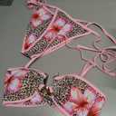 ZAFUL Womens Bikini Swimsuits 2 Piece High Cut Thong Strapless Bathing Suit Sexy Triangle Swimwear Tropical Leopard M