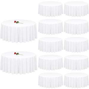 12 Pack Round Tablecloth 120 inch White Table cloths for Round Tables,Stain and Wrinkle Resistant Washable Polyester Tablecloths White Table Cloth 120 Inch Table Cloth for Wedding Party Birthday