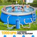 DeeprClean 1000 GPH Pool Filter Pump for Above Ground Pools, Type A/C Cartridge Filter Pump System, Safety ETL Listed Above Ground Pool Pump with GFCI, Improved Water Circulation & Filtration-NavyBlue