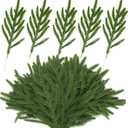30 Pcs Christmas Real Touch Norfolk Stems, 15Inch Artificial Pine Branches Faux Evergreen Pine Sprigs Fake Foliage Greenery Picks for Christmas Wreath Making DIY Crafts Home Decor (30, Dark Green)