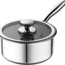 1 Quart Stainless Steel Saucepan with Glass Lid,6 Inch Hybrid Nonstick Sauce Pan,PFAS PFOA PTFE Free,Stay-Cool Handle,Dishwasher-Friendly,Oven-Safe,Small Pots Compatible with All Cooktops