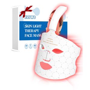 Red Light Therapy Mask for Face, 7-1 Colors Led face mask light therapy for Wrinkles, Fine Lines, Dark Spots, Portable & Rechargeable for Home Working Travel Yoga Sleep, White