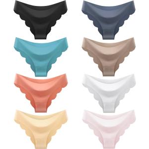 Teen Girls Seamless Bikini Underwear Big Girls Panties Hipster Underwear No Show Multipack. (13-14 Years, Black Light Blue White Pink)