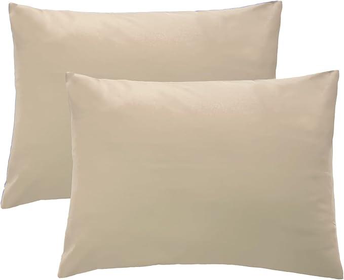 iMaylex 1800 Series Super Soft Brushed Microfiber Fabric Zipper Pillowcase, Luxury Cozy and Lightweight, Set of 2, Khaki, King, 19x44 Inches