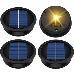 4 Pack Replacement Solar Light Parts(Top Size 3.2 inches, Bottom Size 2.9 inches),7 Lumens Warm White LED Waterproof Solar Light Replacement Top Kit for Outdoor DIY Hanging Lanterns