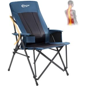 Portal Camping Chair with Lumbar Support for Adults Folding Portable High Back Oversized, 400LBS (Blue)