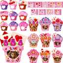 54Pack Valentines Day Craft for Kids  Valentine DIY Picture Frame Art Kit, Valentine's Photo Crafts Kits for Classroom Activities and Party Games