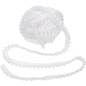 uxcell 10 Yards Pom Pom Trim Ribbon, 0.5" Wide White Pom Pom Ball Fringe Trim Sewing Fringe Fabric Trim Ribbon for DIY Crafts Curtain Clothes Pillow Home Decoration