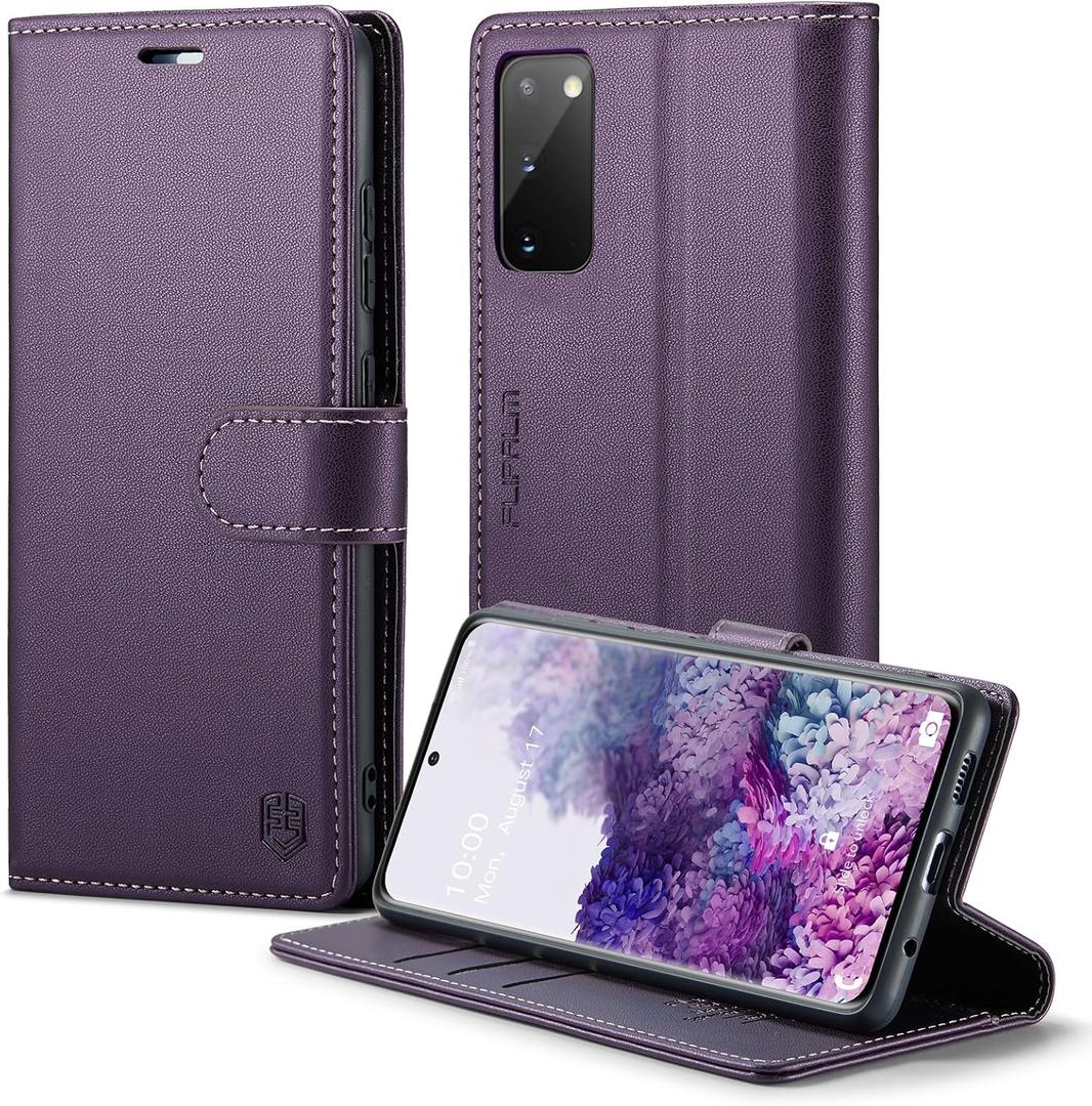 FLIPALM for Samsung Galaxy S20 6.2"(Non S20+/S20 Utra) Wallet Case with RFID Blocking Credit Card Holder, PU Leather Flip Kickstand Shockproof Cover Women Men for Samsung S20 Phone case (Purple)