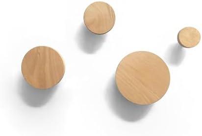3 Bubble Coat Hooks Wood Round Wall Hook Wooden Wall Mounted Hangers Clothes Scarf Hat Bag Towel Decoration Design Modern