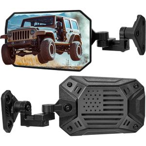 JOYTUTUS Mirrors Doors Off or Doors On with Integrated Spot Light Mount Compatible with Wrangler TJ JK JKU, Wider View No Vibrate & Wobble Side Mirrors for 1997-2018 Wrangler (Black)