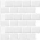 DEWOO Peel and Stick Subway Tile Backsplash Self Adhesive Brick Sticky Stickers for Kitchen Bathroom Wall,White (10-Sheet,12"12")