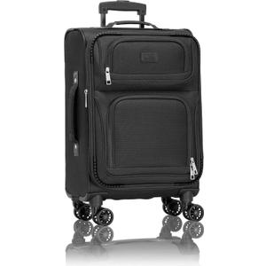 U.S. Traveler Rio Lightweight Softside Rolling Carry-on Suitcase, 4-Wheel Single, Black (22")