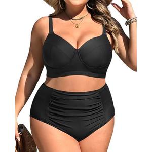 Tempt Me Women Plus Size Underwire Bikini - Two Piece High Waisted Swimsuits Bathing Suit 2025 Swimwear Size 20W