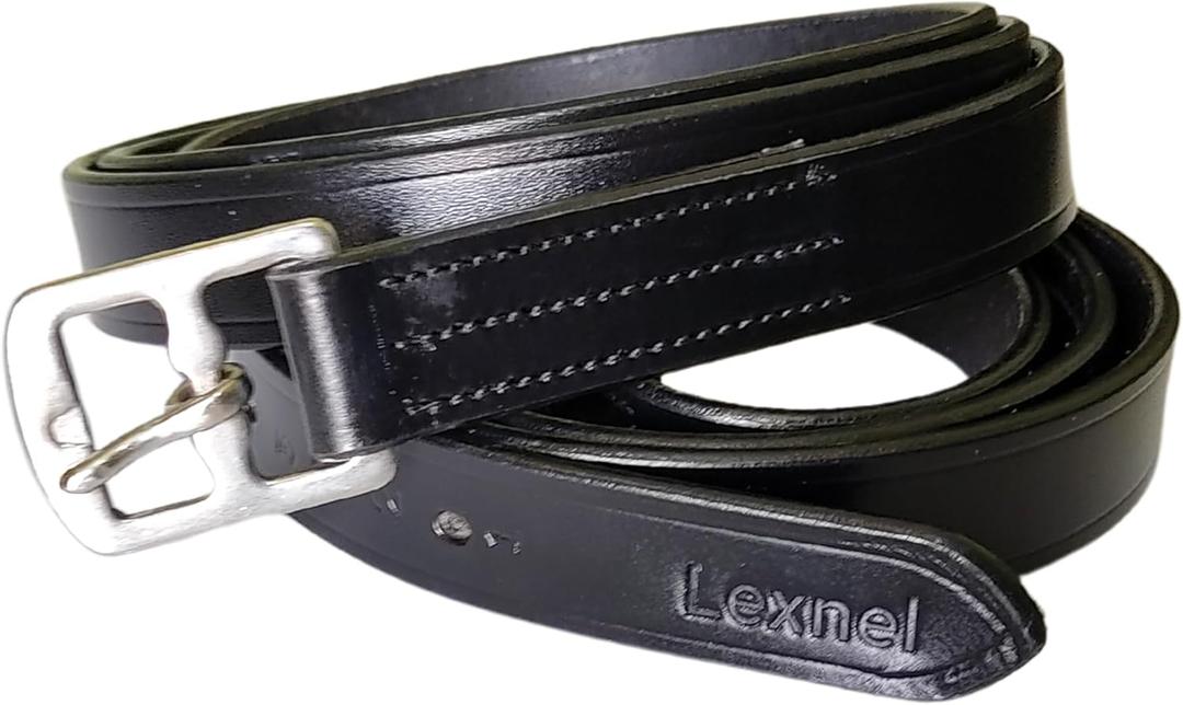Genuine Leather English Stirrup Leather with Stainless Steel Hardware, Stirrup Leather for English Saddle 1 Pair (Pack of 2) (48 Inch, Black)