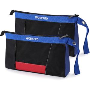 WORKPRO 12" Tool Pouches with Zipper, Utility Bag Pouch for Tool Organizers and Storage, Small Tool Bag, Multipurpose Storage pouch 2-Pack