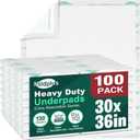 Heavy Duty Underpads 30"X36" ,100 Count, Ultra 10 Times More Absorbent Chucks Pads, Tear-Resistant Disposable Bed Pads with Strength Cloth Backing for Adults, Elderly